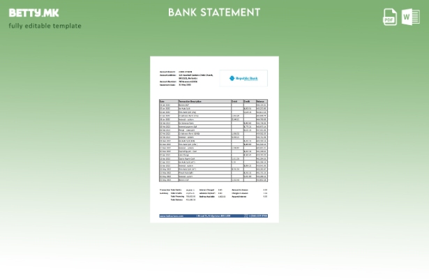 модерен стил шаблон ексел за извод од банка на република Барбадос